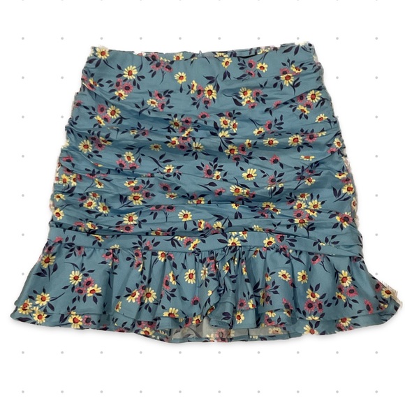 ZARA PRINTED MINI SKIRT SKY BLUE SMALL - Picture 2 of 3